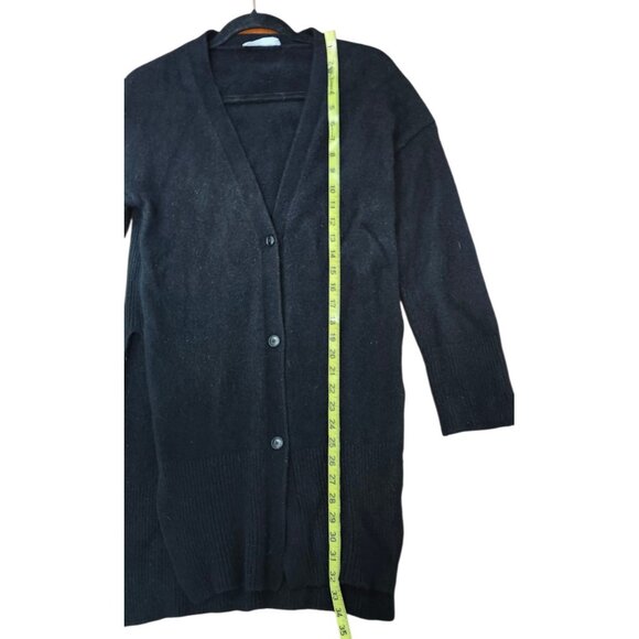 Everlane Wool Cashmere Button Oversized Black Ribbed Cardigan Sweater Small - Picture 11 of 13